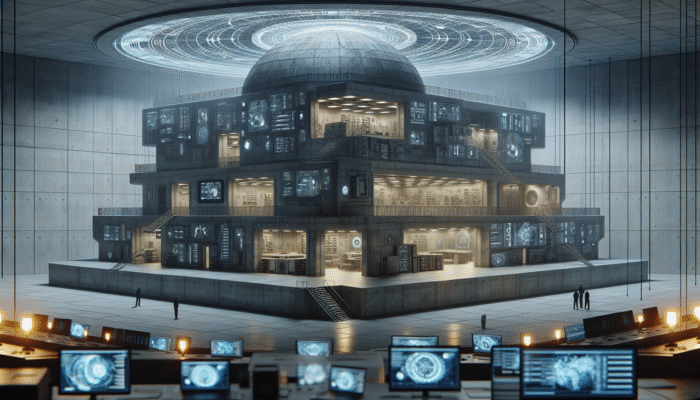 Blueprint of a secure S.H.I.T bunker with reinforced walls, advanced security, and living quarters.