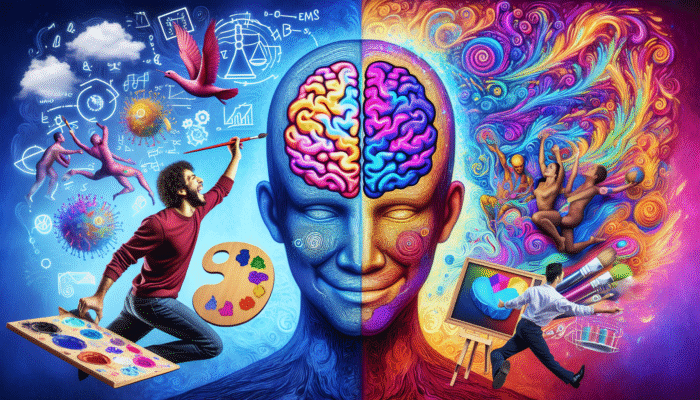 Illustration of intrinsic and extrinsic motivation with a person mastering a skill and receiving a reward.